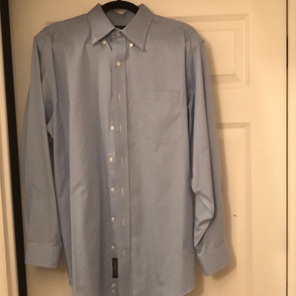 Dress shirt blue while pin stripes
